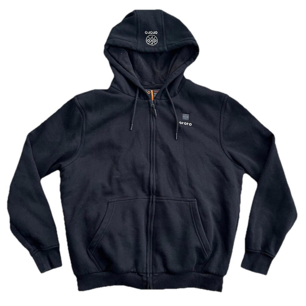 ORORO Heated Fleece Full Zip Hoodie Mens M Black Sweatshirt No Battery EUC